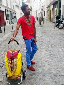 Chariot de courses en wax dashiki jaune