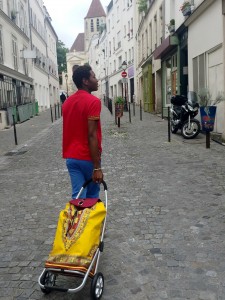 Chariot de courses en wax dashiki jaune