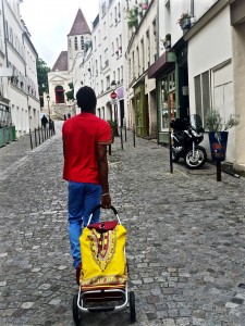 Chariot de courses en wax dashiki jaune