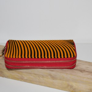 Portefeuille simple zip wax vague rouge jaune