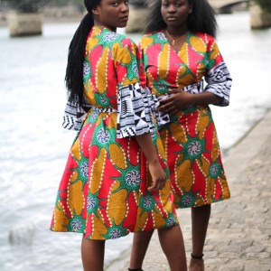 Robe wax bazin portefeuille cache coeur