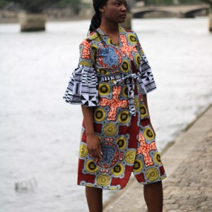 Robe wax bazin portefeuille cache coeur