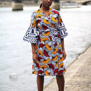 Robe wax bazin portefeuille cache coeur